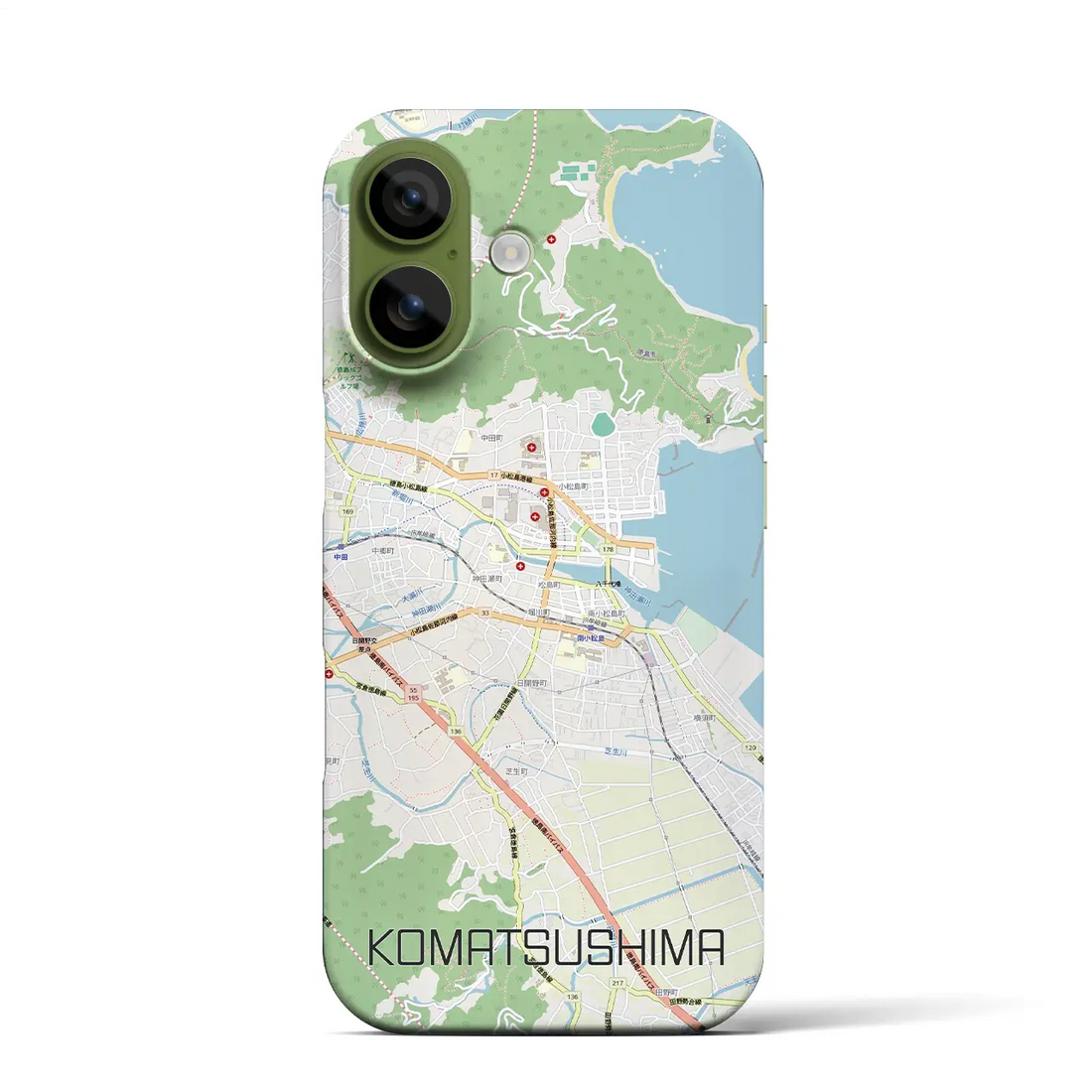 【小松島(徳島県)】地図柄iPhoneケース(バックカバータイプ)ブラック・iPhone 17 Pro Max 用