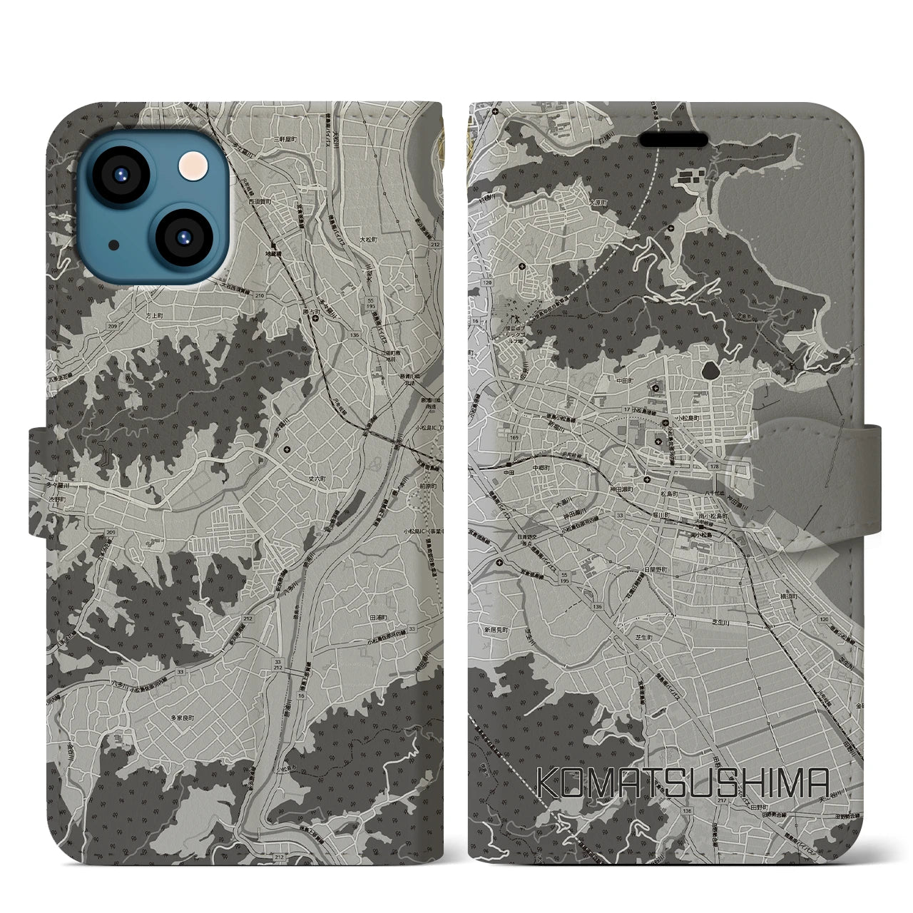 【小松島(徳島県)】地図柄iPhoneケース(手帳タイプ)