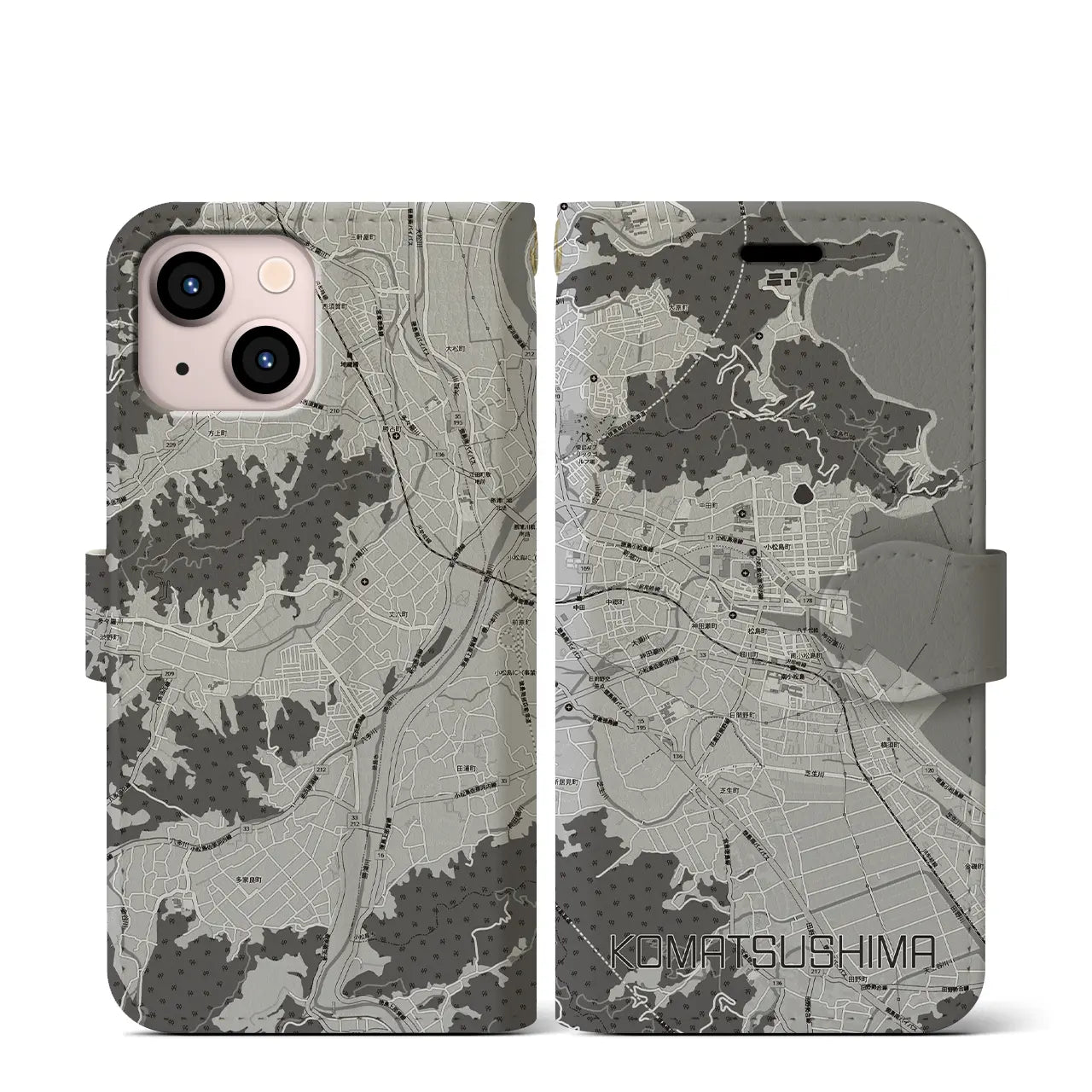 【小松島(徳島県)】地図柄iPhoneケース(手帳タイプ)