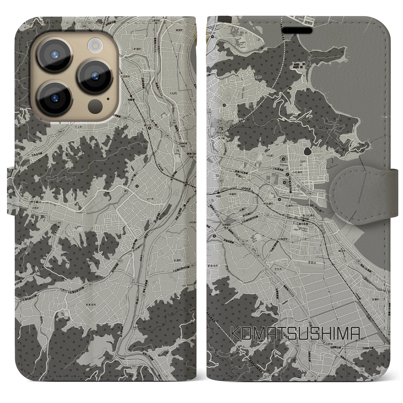 【小松島(徳島県)】地図柄iPhoneケース(手帳タイプ)