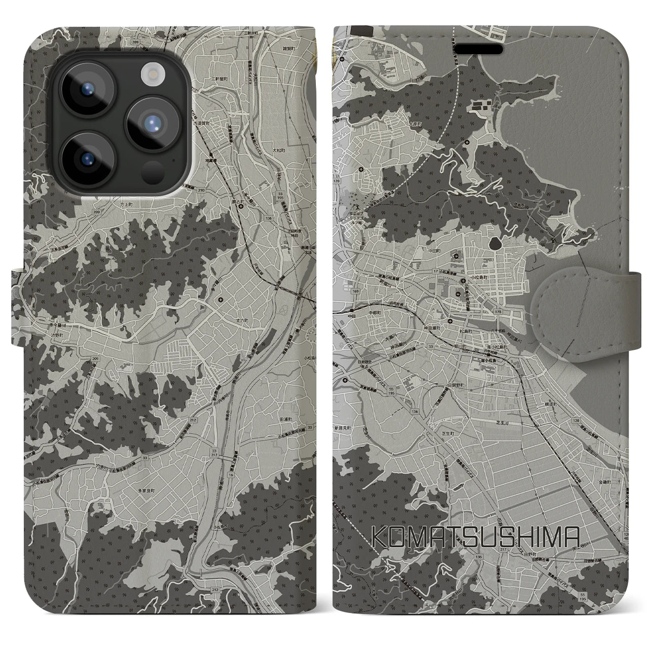 【小松島(徳島県)】地図柄iPhoneケース(手帳タイプ)