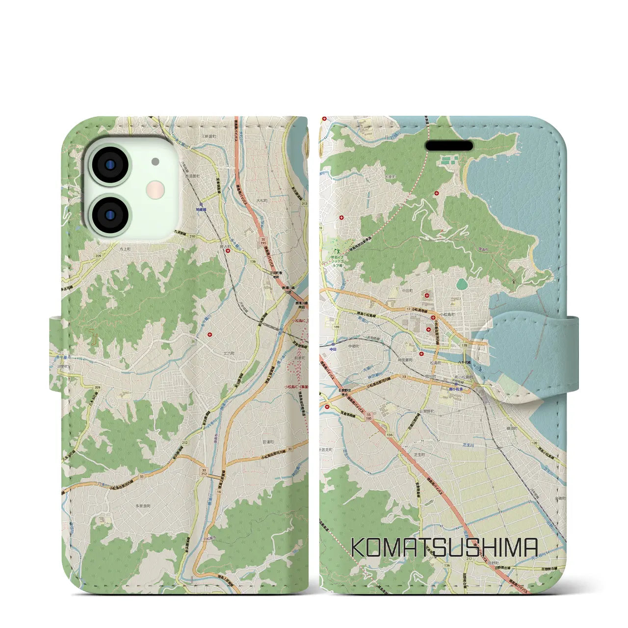 【小松島(徳島県)】地図柄iPhoneケース(手帳タイプ)