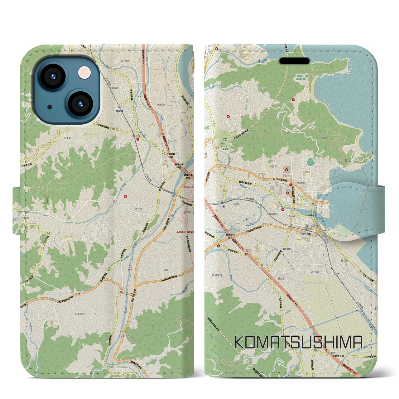【小松島(徳島県)】地図柄iPhoneケース(手帳タイプ)