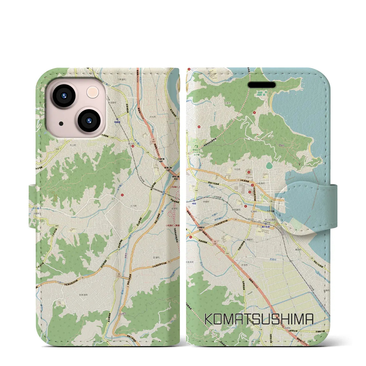 【小松島(徳島県)】地図柄iPhoneケース(手帳タイプ)