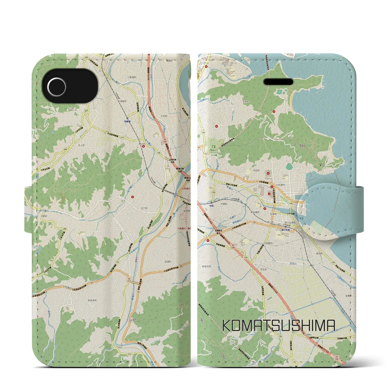 【小松島(徳島県)】地図柄iPhoneケース(手帳タイプ)