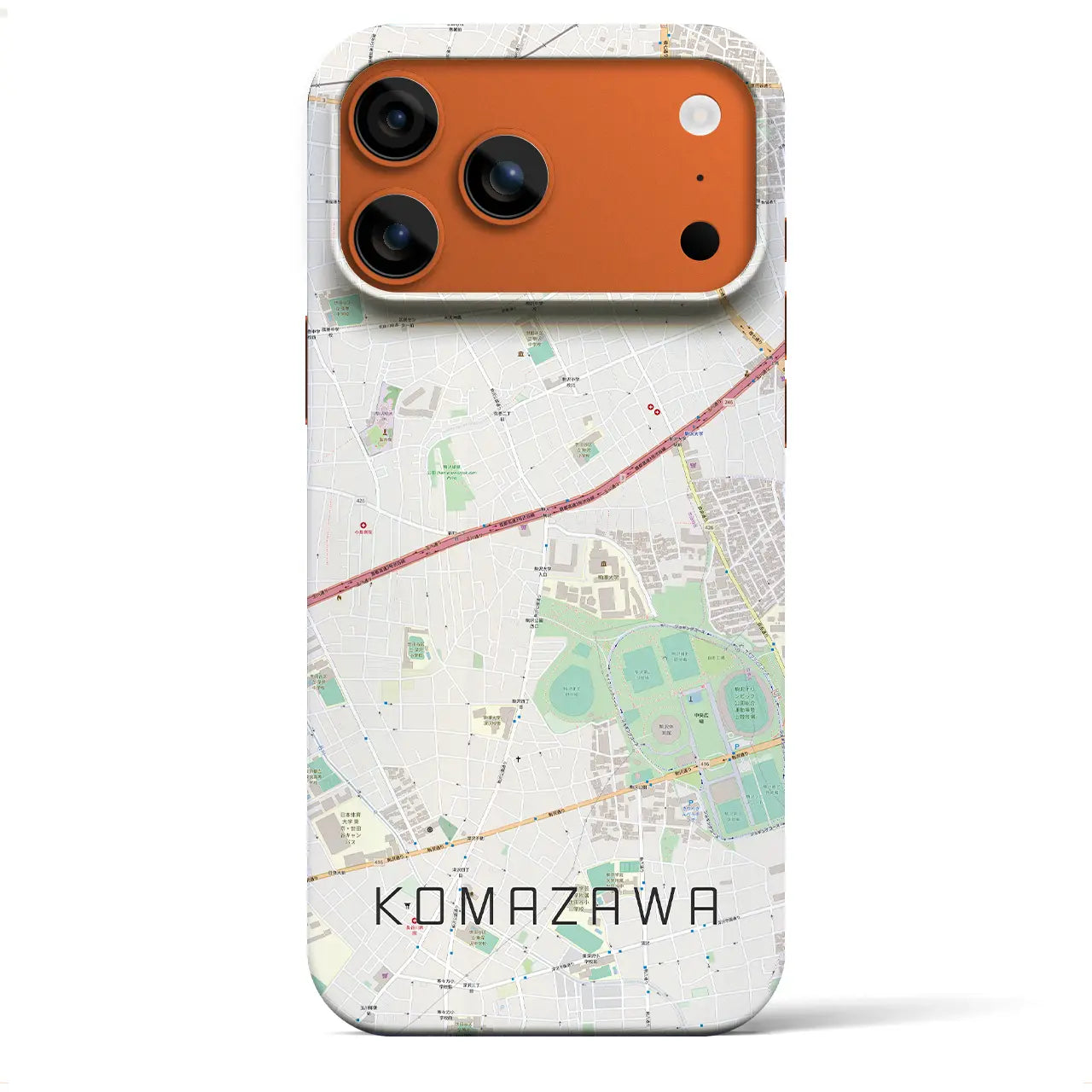 【駒沢(東京都)】地図柄iPhoneケース(バックカバータイプ)ブラック・iPhone 17 Pro Max 用