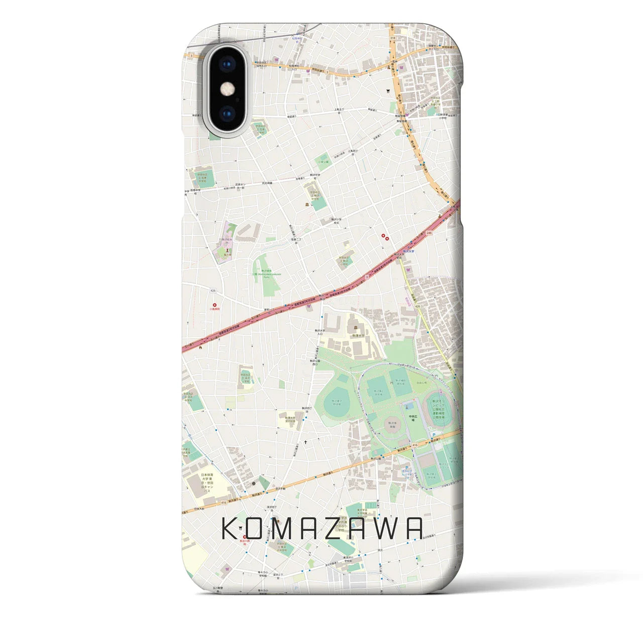 【駒沢(東京都)】地図柄iPhoneケース(バックカバータイプ)