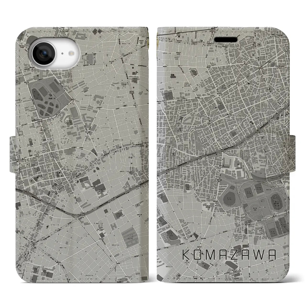 【駒沢(東京都)】地図柄iPhoneケース(手帳タイプ)