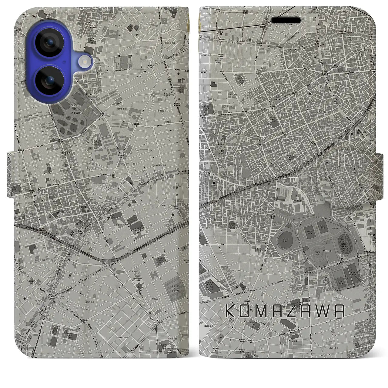 【駒沢(東京都)】地図柄iPhoneケース(手帳タイプ)