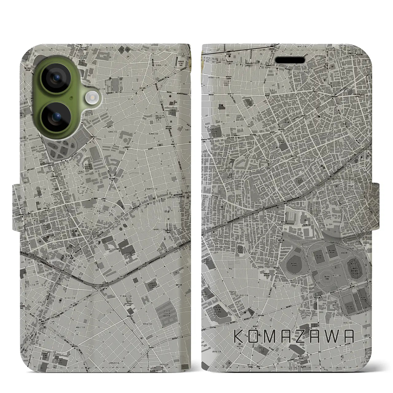 【駒沢(東京都)】地図柄iPhoneケース(手帳タイプ)