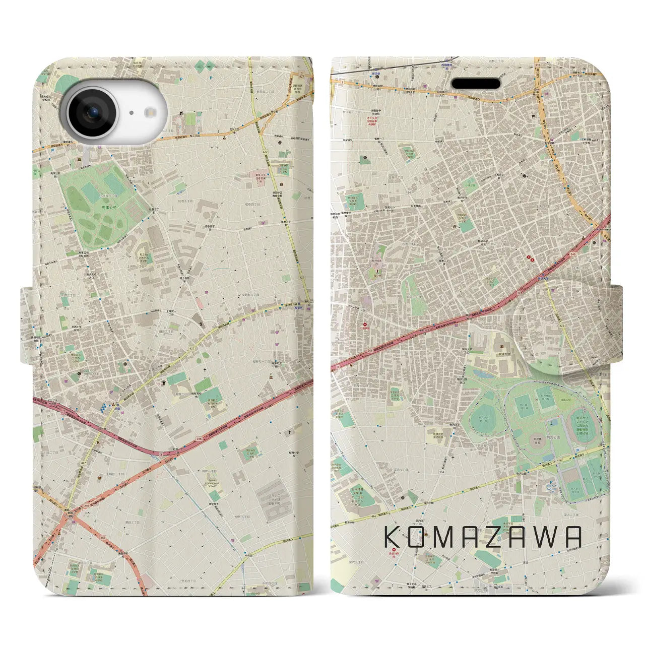 【駒沢(東京都)】地図柄iPhoneケース(手帳タイプ)