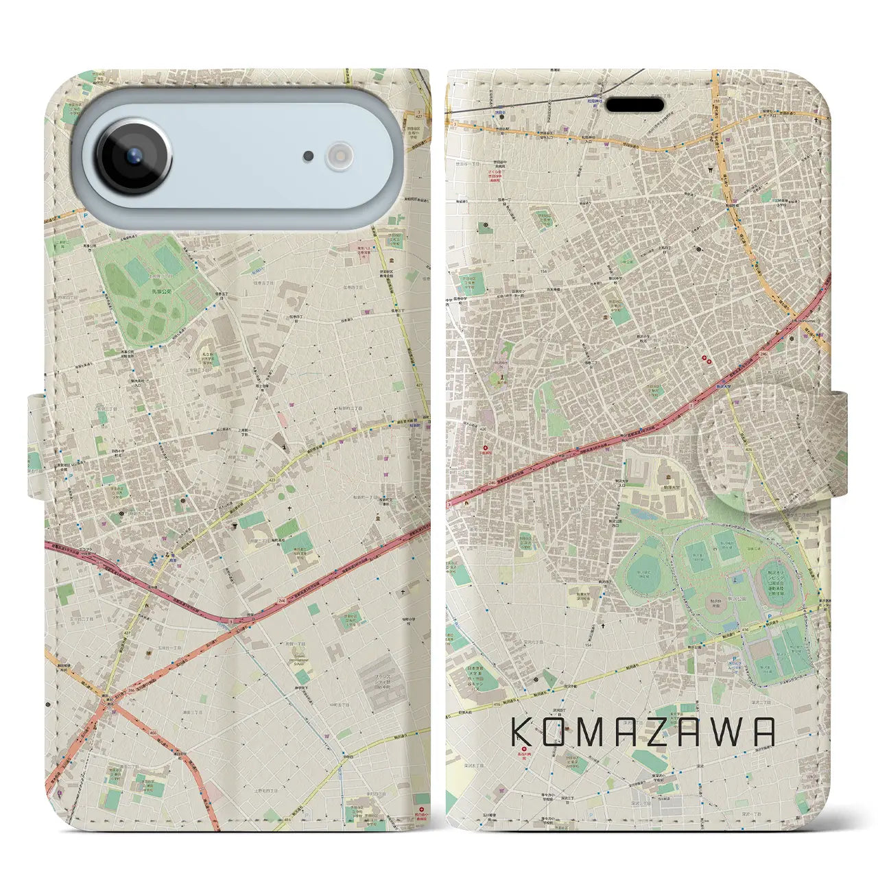 【駒沢(東京都)】地図柄iPhoneケース(手帳タイプ)