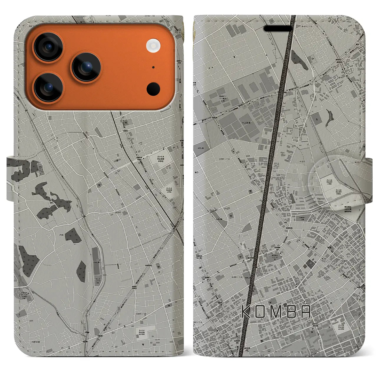 【今羽(埼玉県)】地図柄iPhoneケース(手帳タイプ)