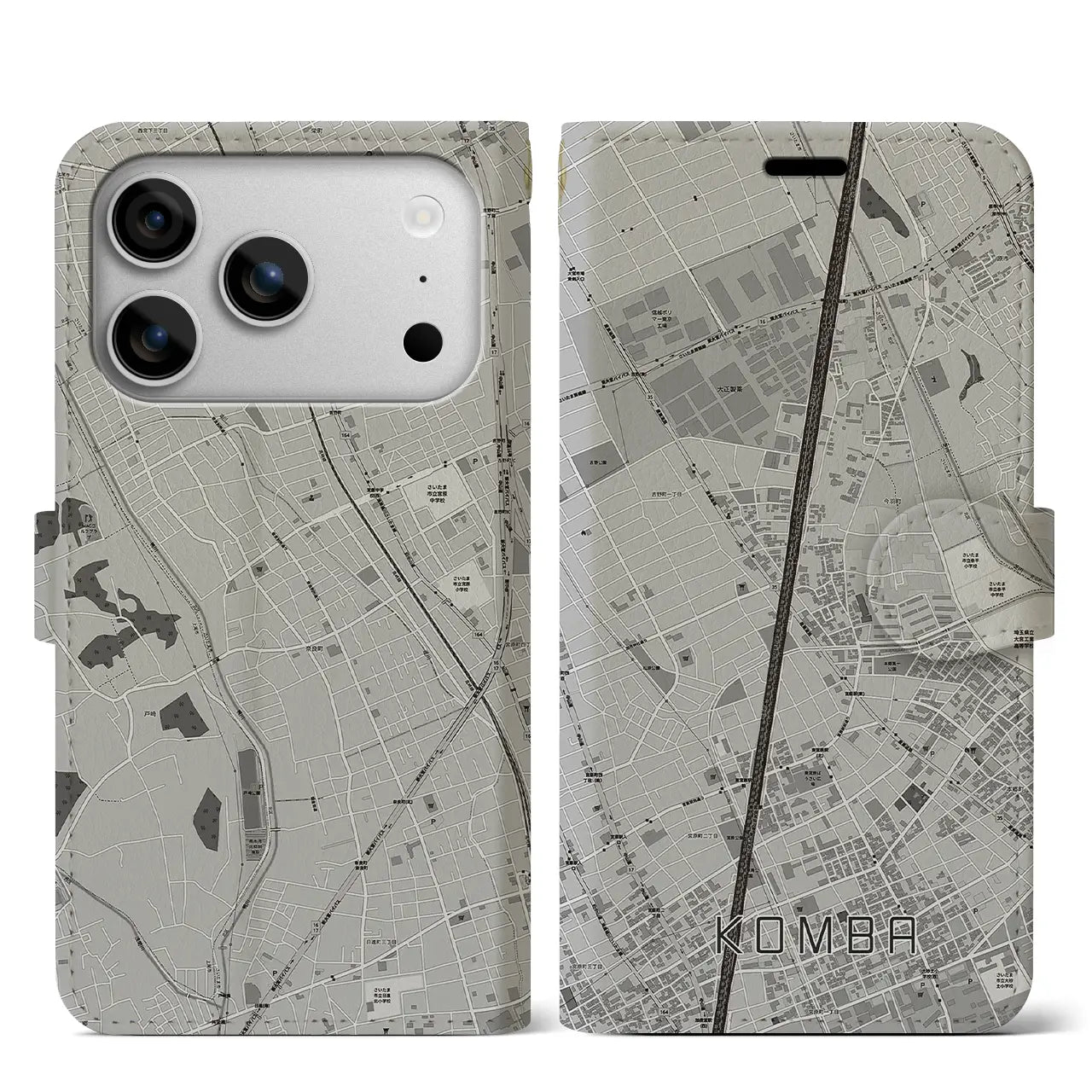 【今羽(埼玉県)】地図柄iPhoneケース(手帳タイプ)