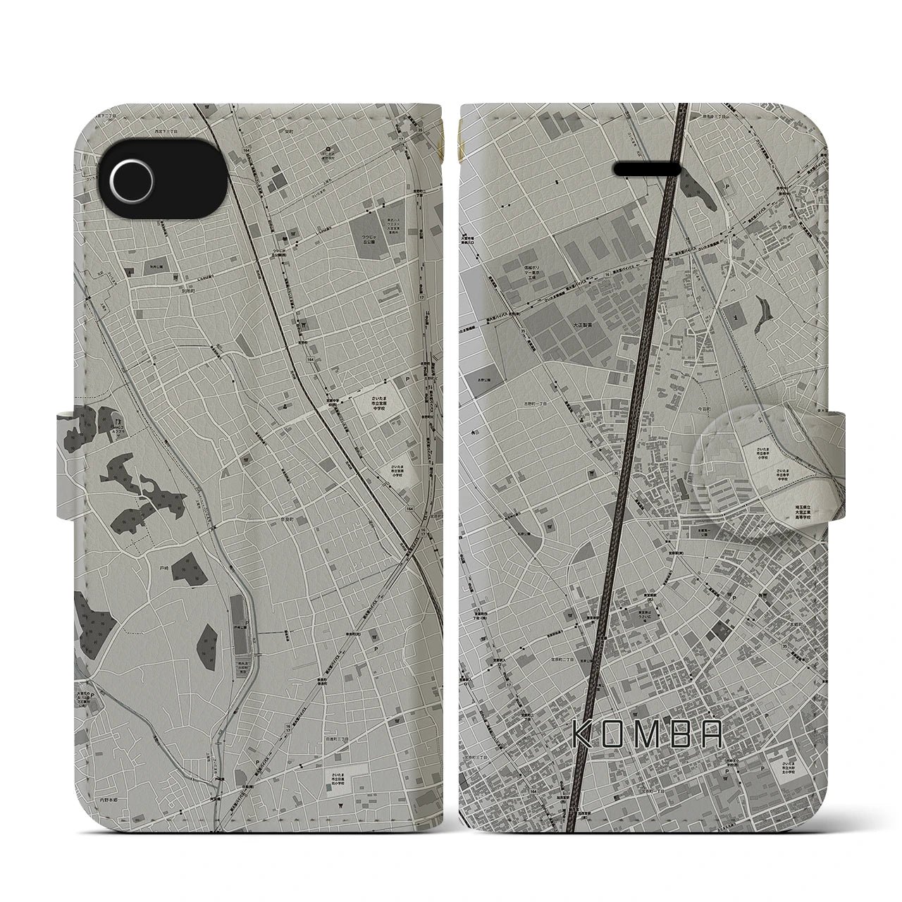 【今羽(埼玉県)】地図柄iPhoneケース(手帳タイプ)