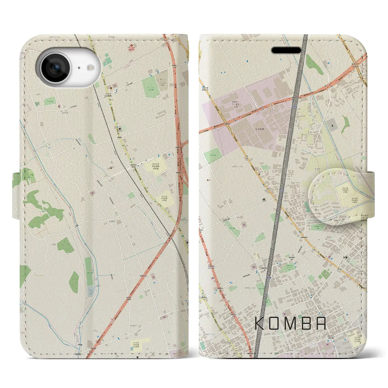 【今羽(埼玉県)】地図柄iPhoneケース(手帳タイプ)