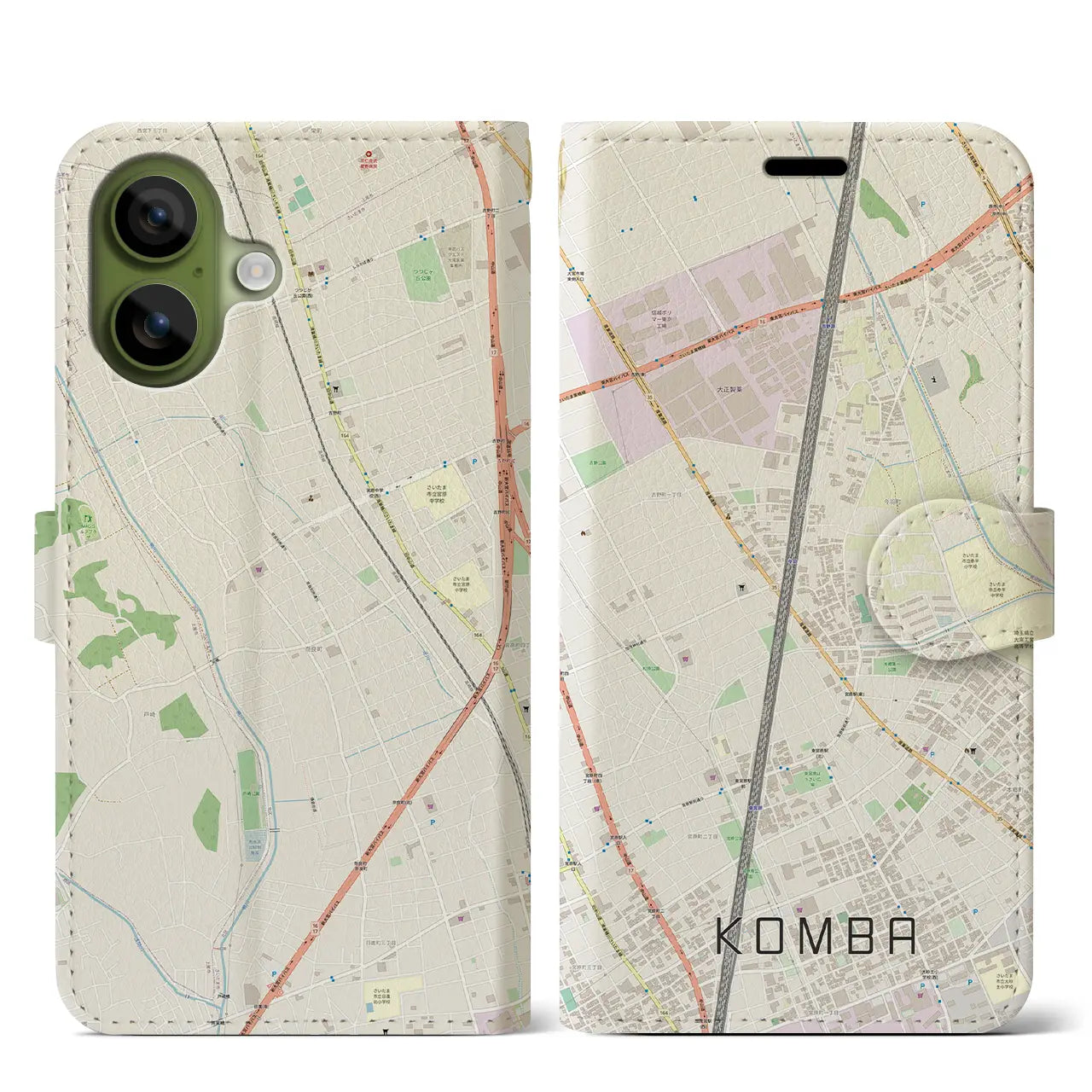 【今羽(埼玉県)】地図柄iPhoneケース(手帳タイプ)