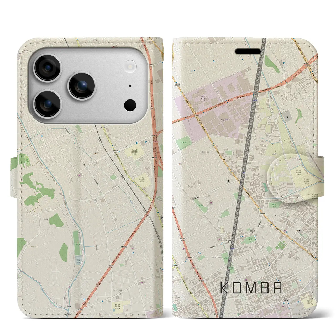 【今羽(埼玉県)】地図柄iPhoneケース(手帳タイプ)