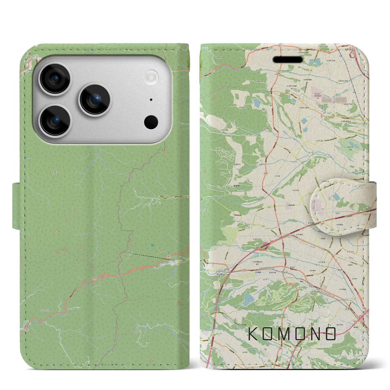 【菰野(三重県)】地図柄iPhoneケース(手帳タイプ)