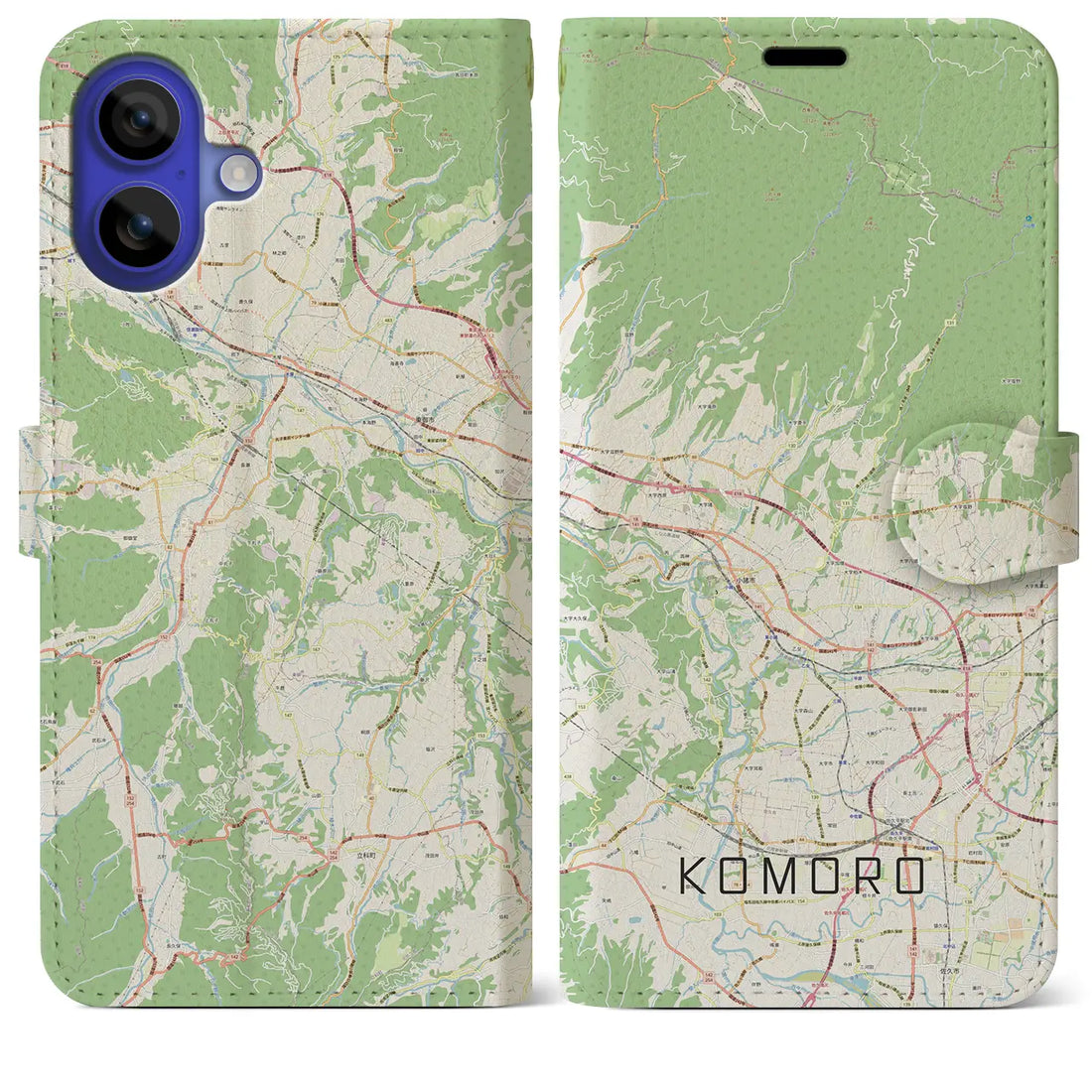 【小諸(長野県)】地図柄iPhoneケース(手帳タイプ)ナチュラル・iPhone 16 Pro Max 用