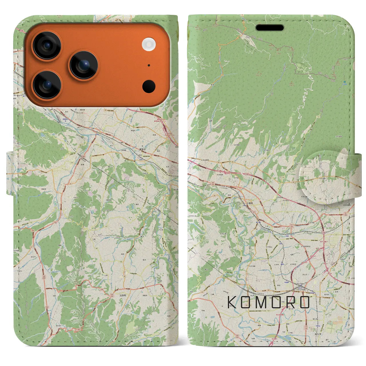 【小諸(長野県)】地図柄iPhoneケース(手帳タイプ)ナチュラル・iPhone 17 Pro Max 用