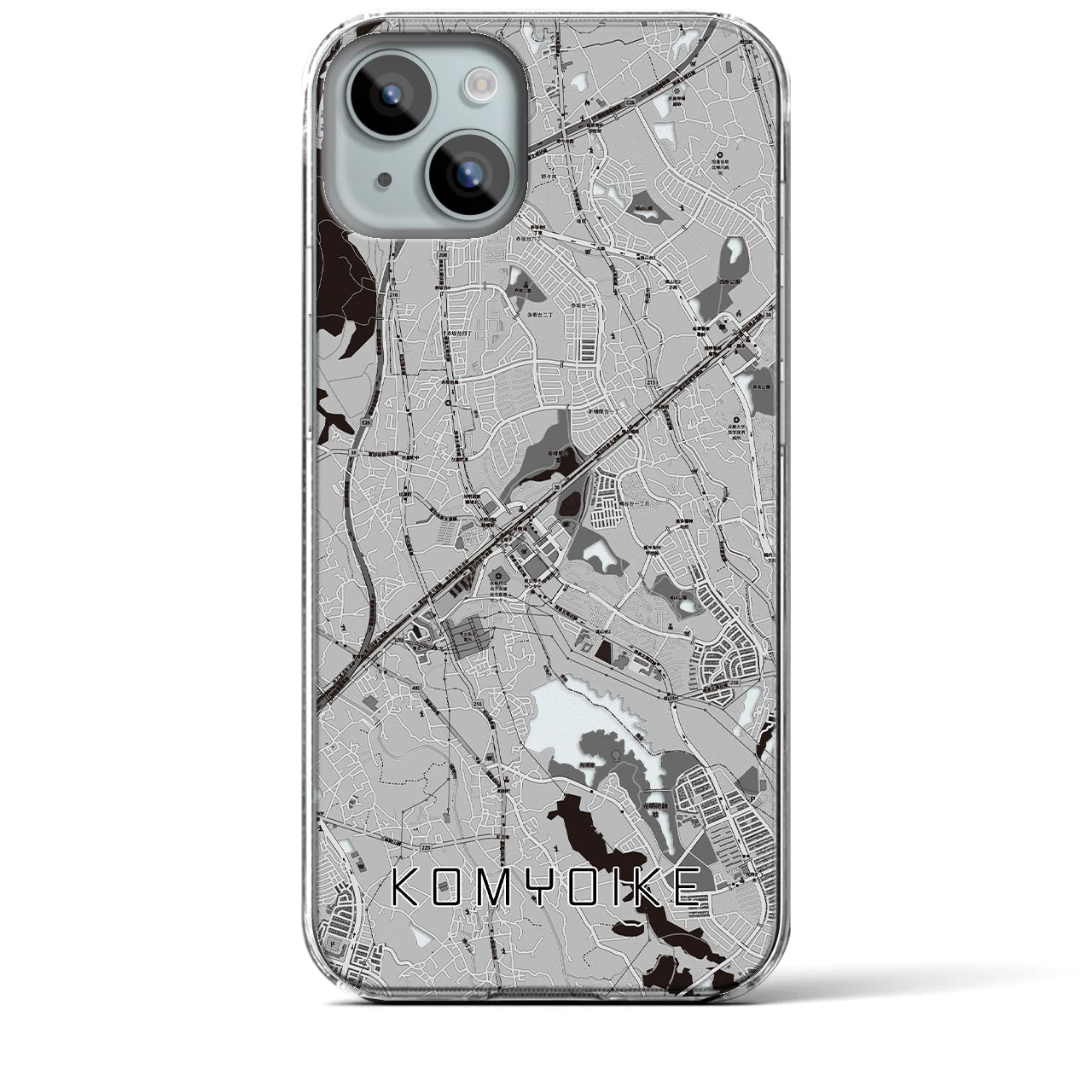 【光明池(大阪府)】地図柄iPhoneケース(クリアタイプ)