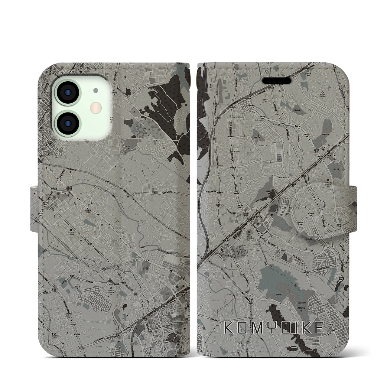 【光明池(大阪府)】地図柄iPhoneケース(手帳タイプ)