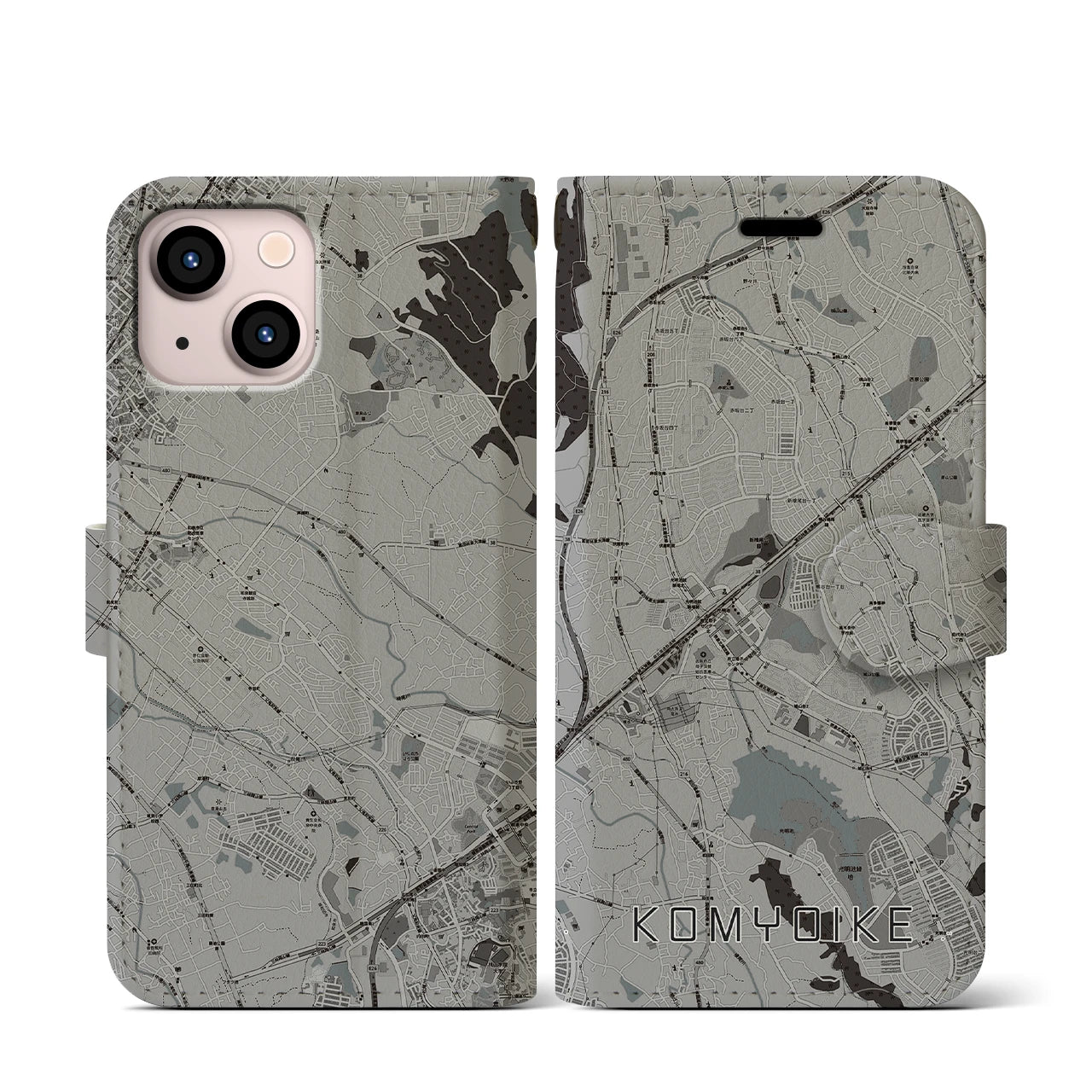 【光明池(大阪府)】地図柄iPhoneケース(手帳タイプ)