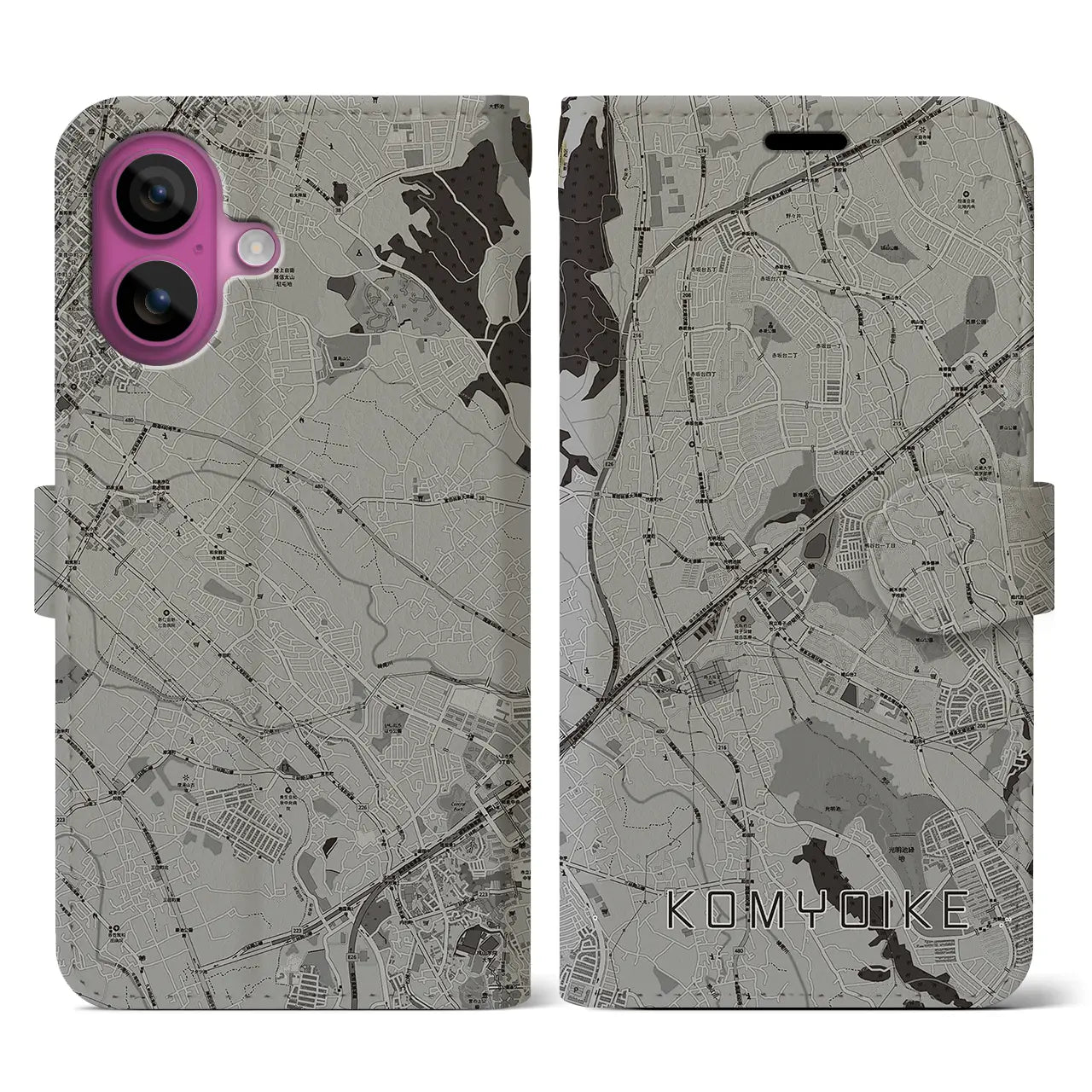 【光明池(大阪府)】地図柄iPhoneケース(手帳タイプ)