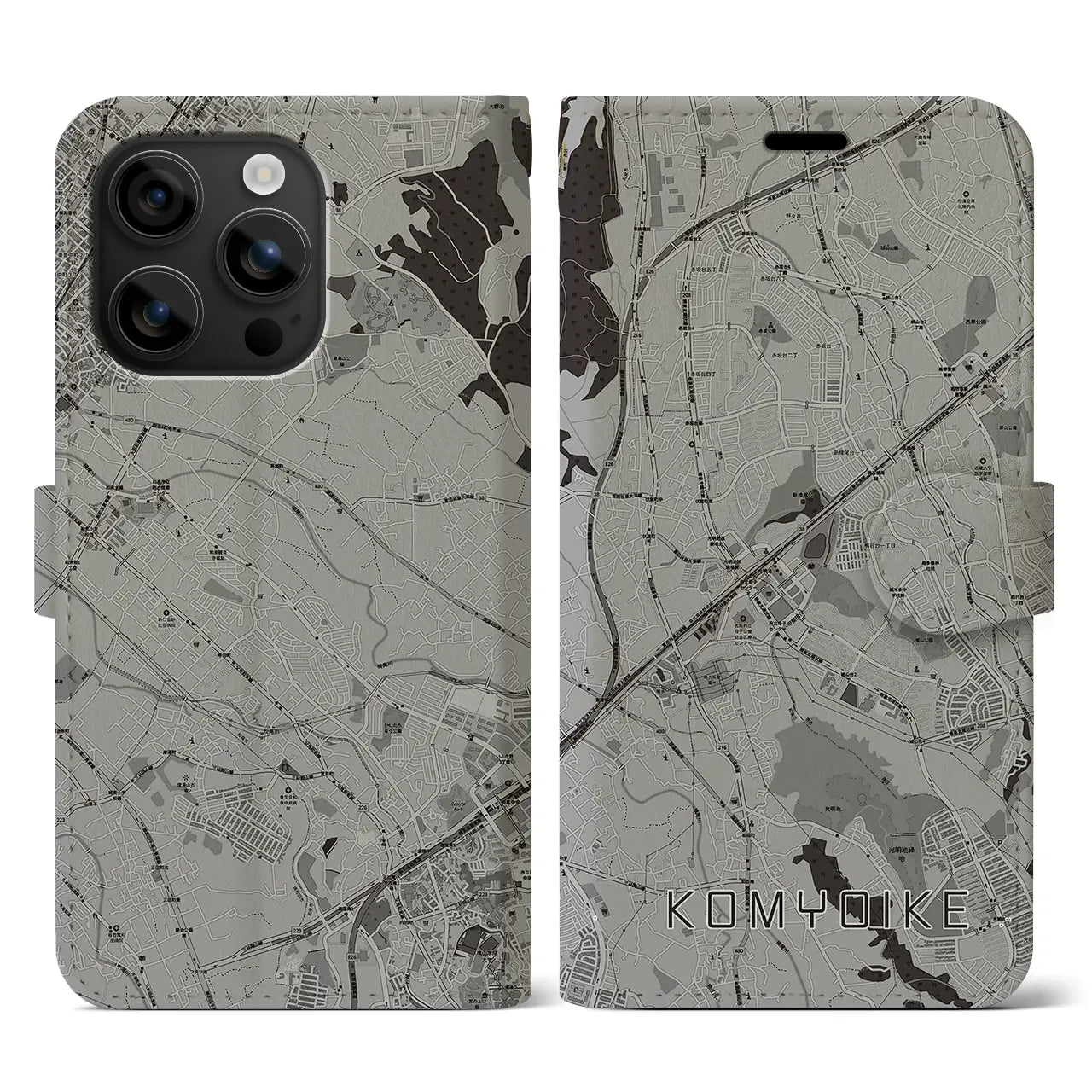 【光明池(大阪府)】地図柄iPhoneケース(手帳タイプ)