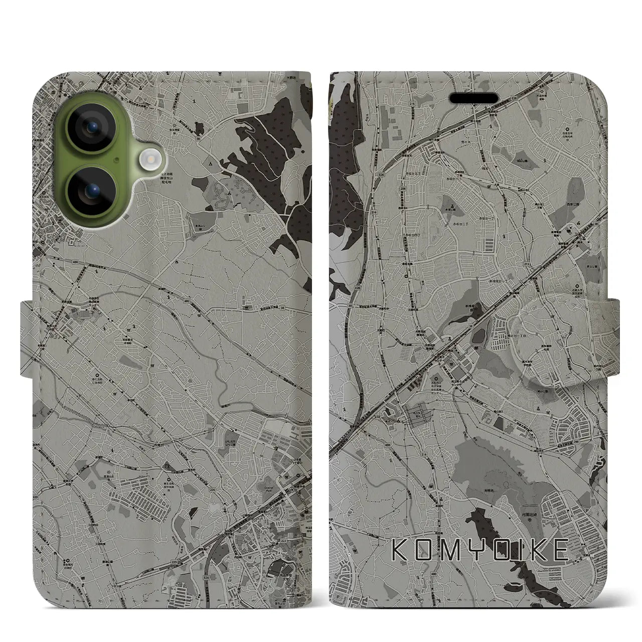 【光明池(大阪府)】地図柄iPhoneケース(手帳タイプ)