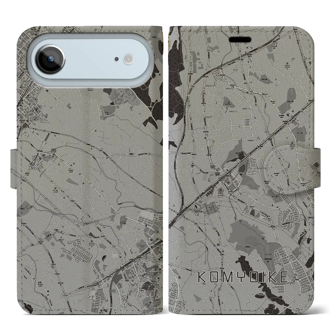 【光明池(大阪府)】地図柄iPhoneケース(手帳タイプ)