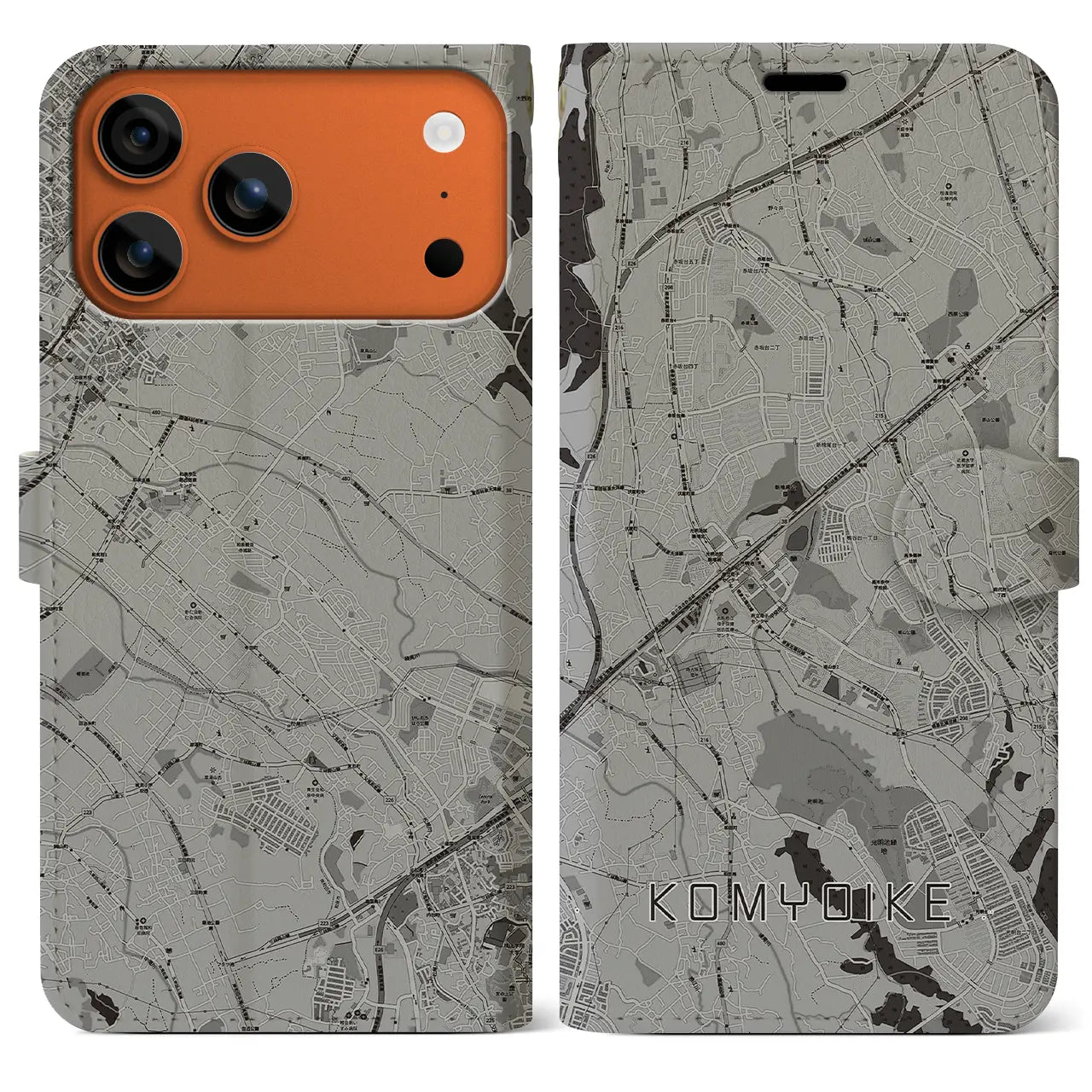 【光明池(大阪府)】地図柄iPhoneケース(手帳タイプ)