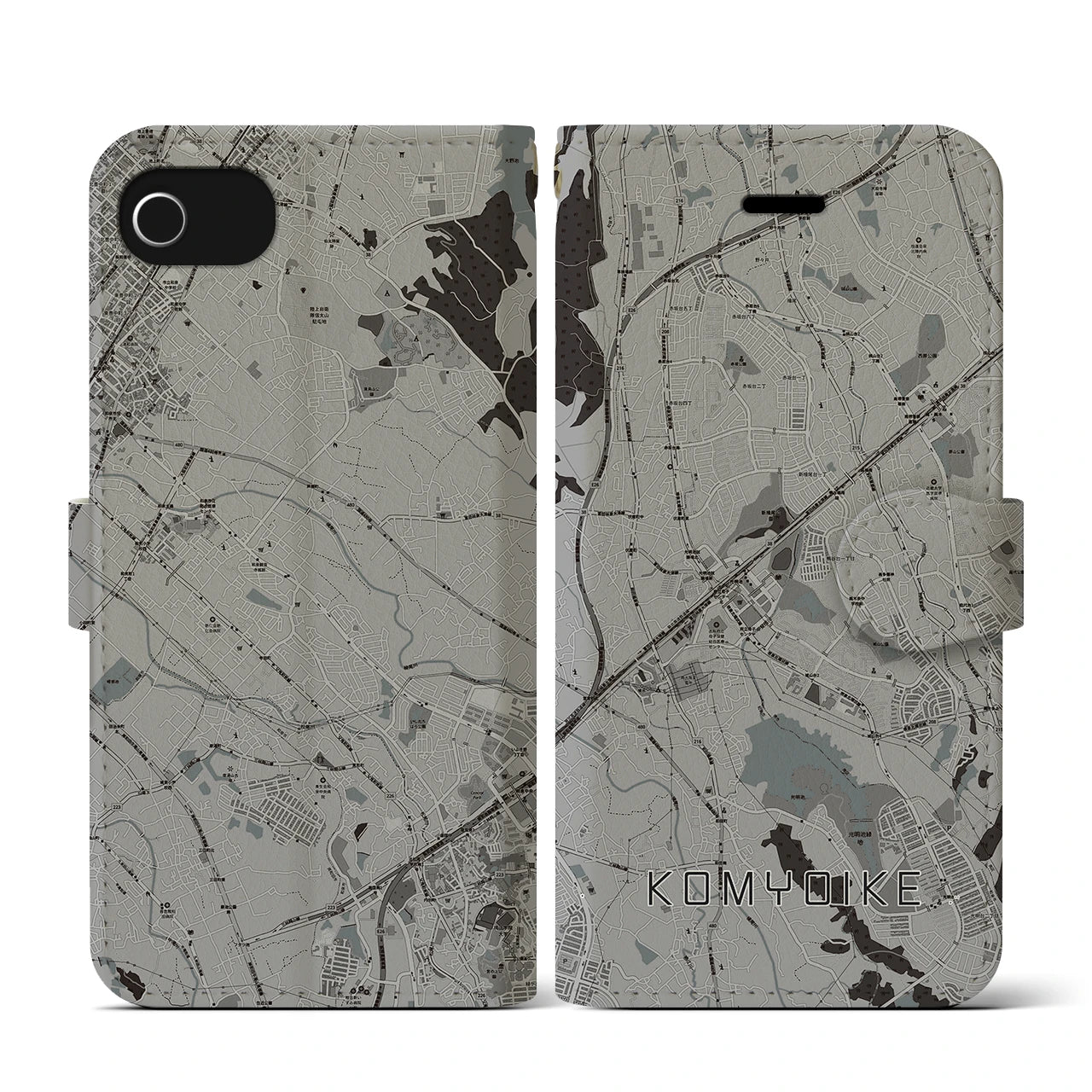 【光明池(大阪府)】地図柄iPhoneケース(手帳タイプ)