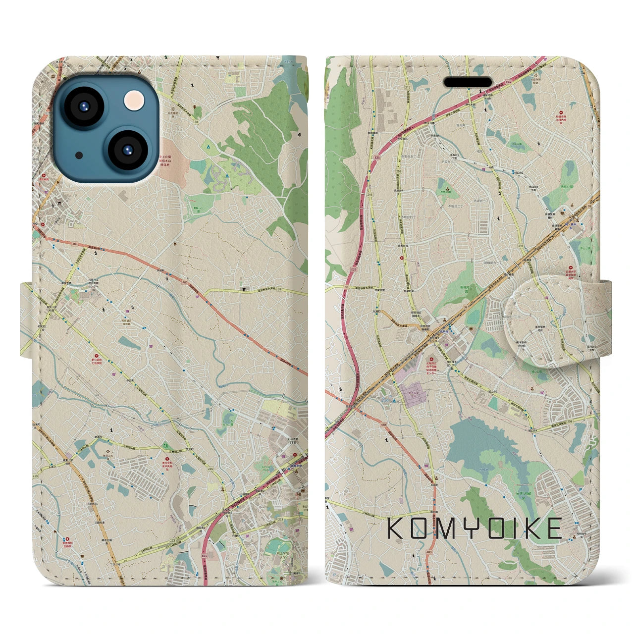 【光明池(大阪府)】地図柄iPhoneケース(手帳タイプ)