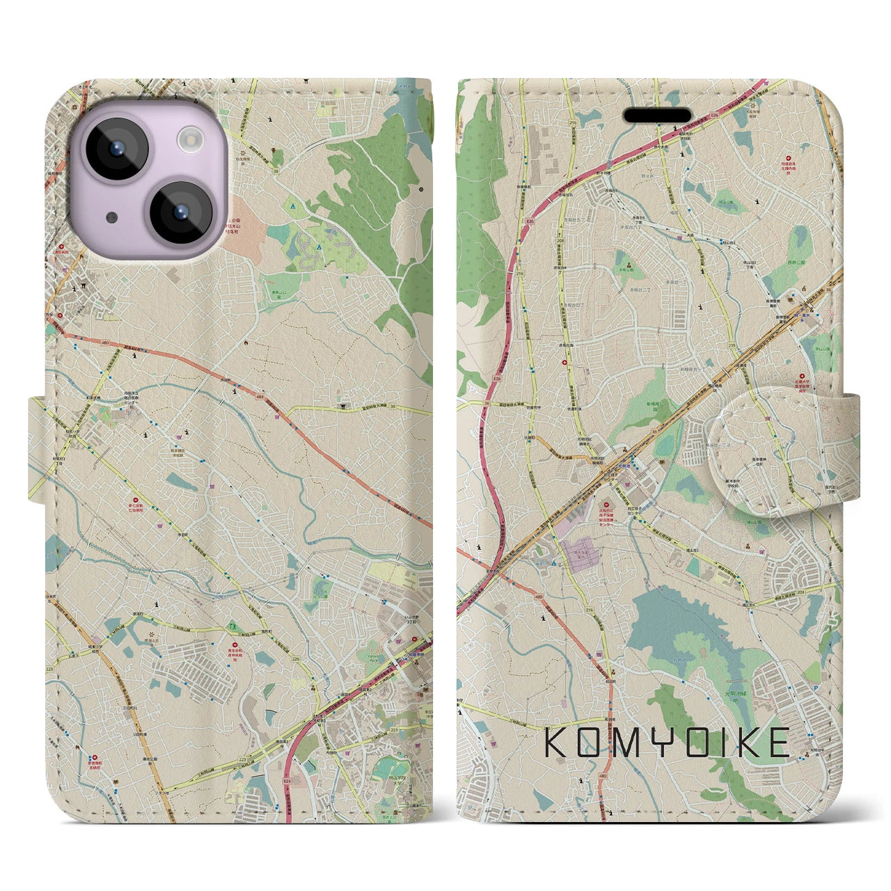 【光明池(大阪府)】地図柄iPhoneケース(手帳タイプ)