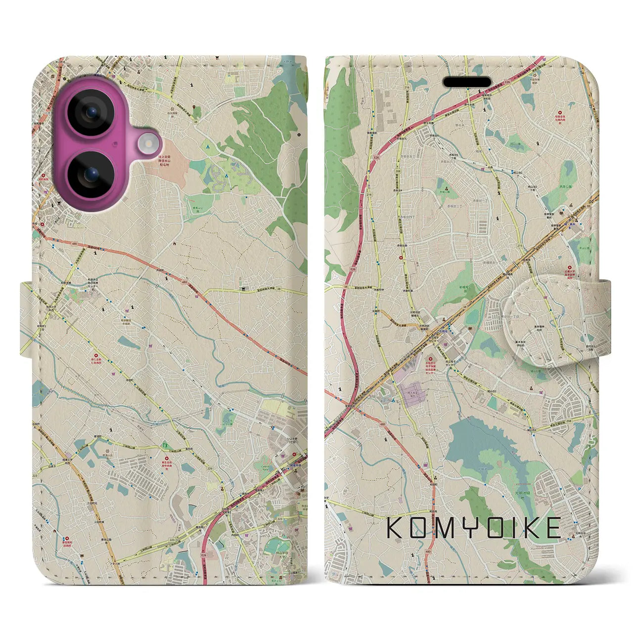 【光明池(大阪府)】地図柄iPhoneケース(手帳タイプ)