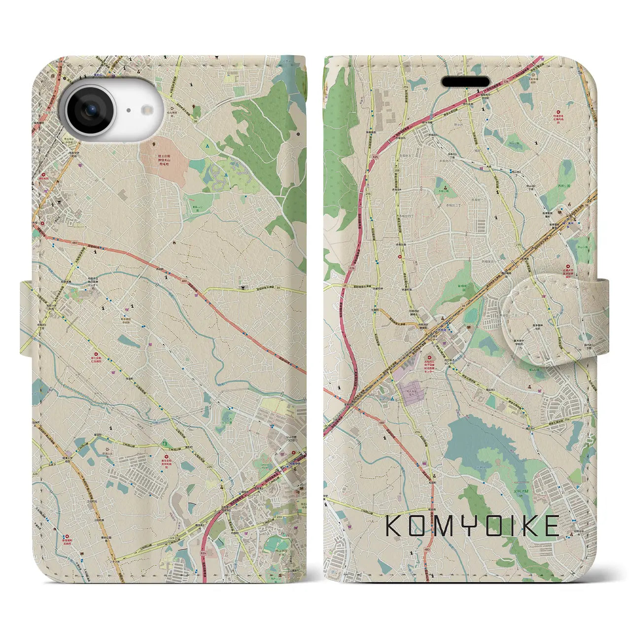 【光明池(大阪府)】地図柄iPhoneケース(手帳タイプ)