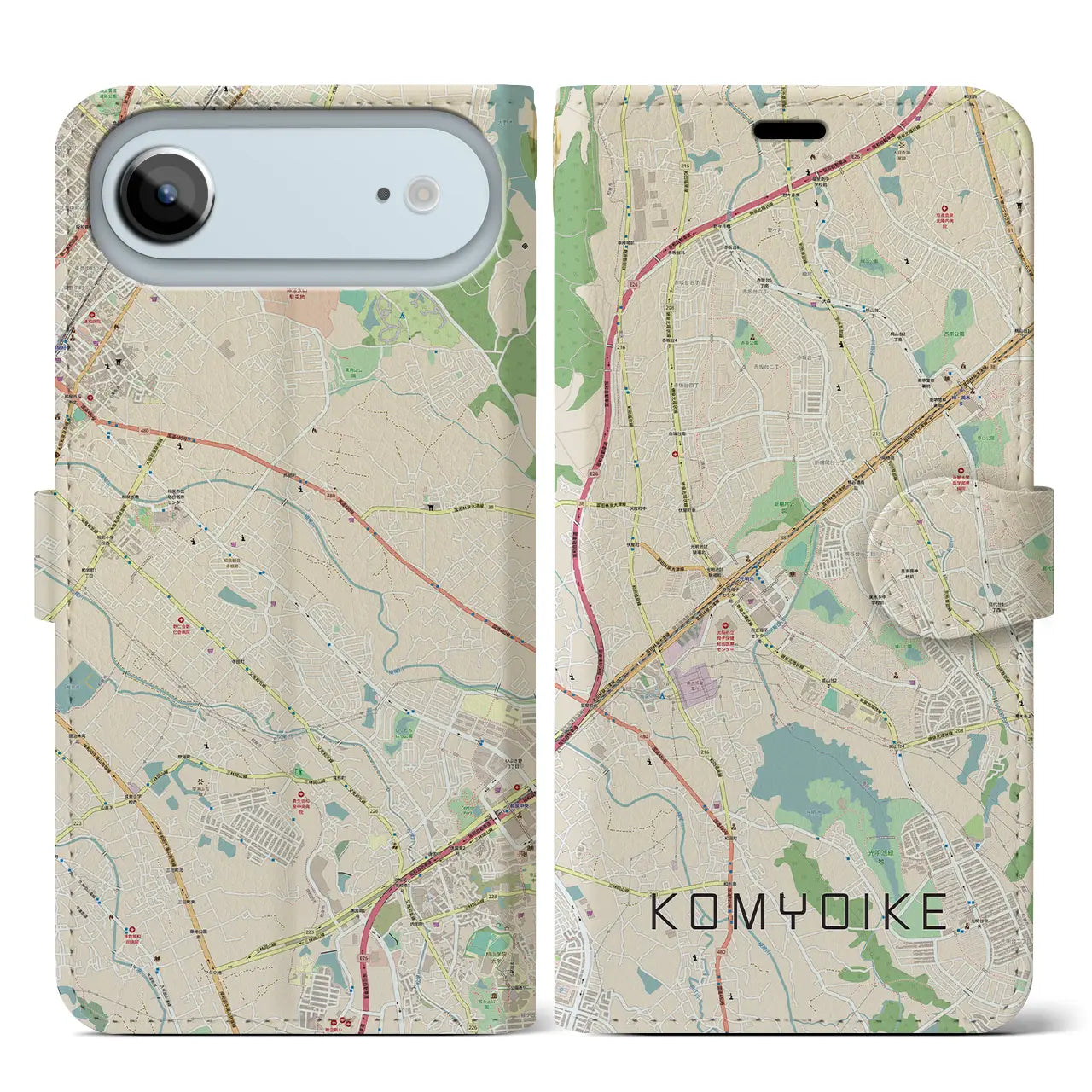 【光明池(大阪府)】地図柄iPhoneケース(手帳タイプ)