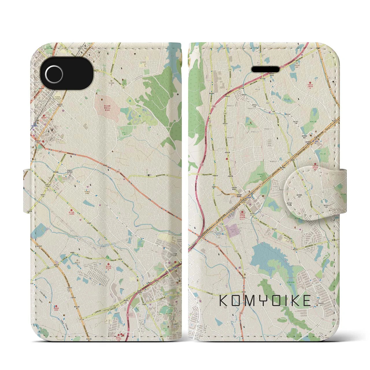 【光明池(大阪府)】地図柄iPhoneケース(手帳タイプ)