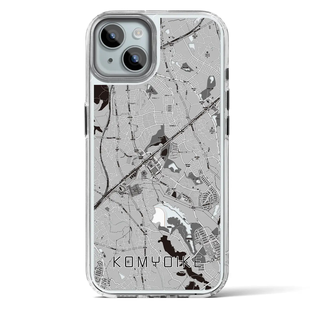 【光明池(大阪府)】地図柄iPhoneケース(MagSafeタイプ)