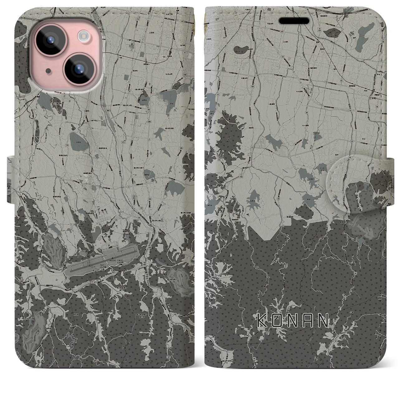 【香南(香川県)】地図柄iPhoneケース(手帳タイプ)