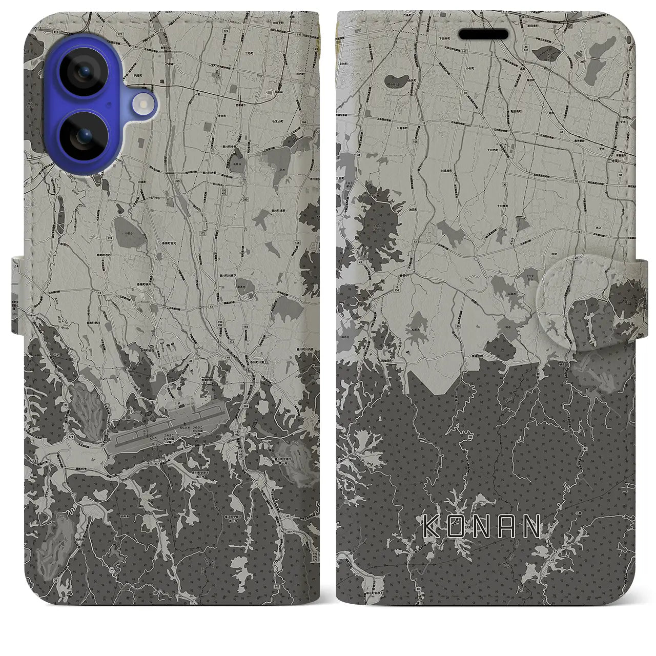 【香南(香川県)】地図柄iPhoneケース(手帳タイプ)