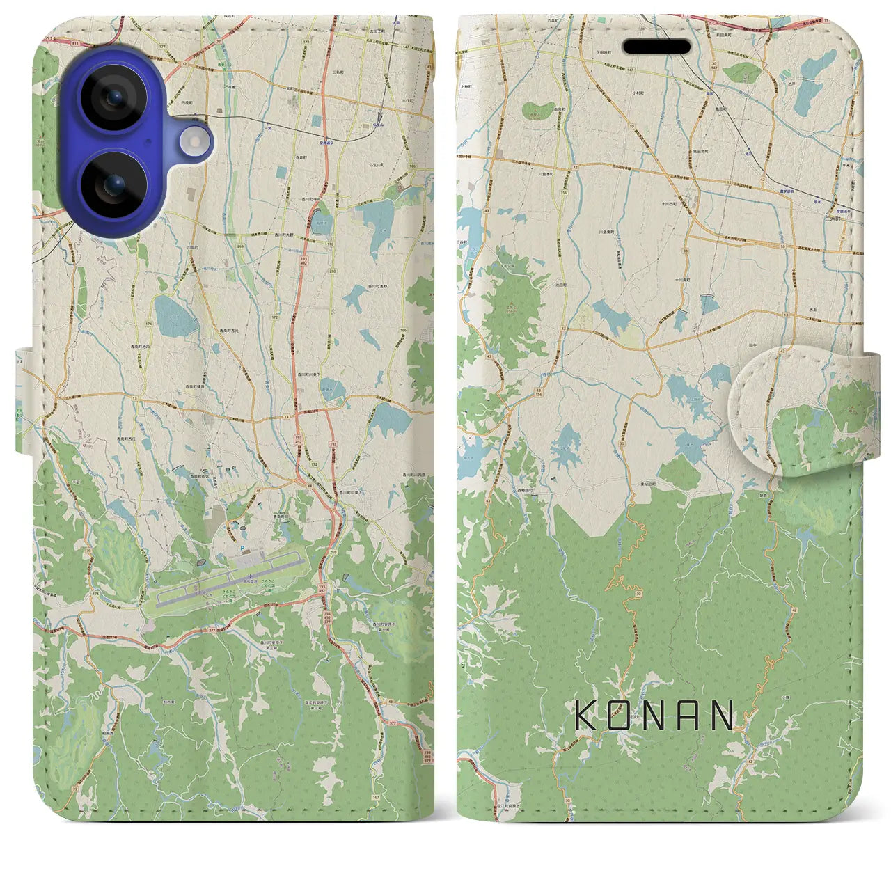 【香南(香川県)】地図柄iPhoneケース(手帳タイプ)ナチュラル・iPhone 16 Pro Max 用