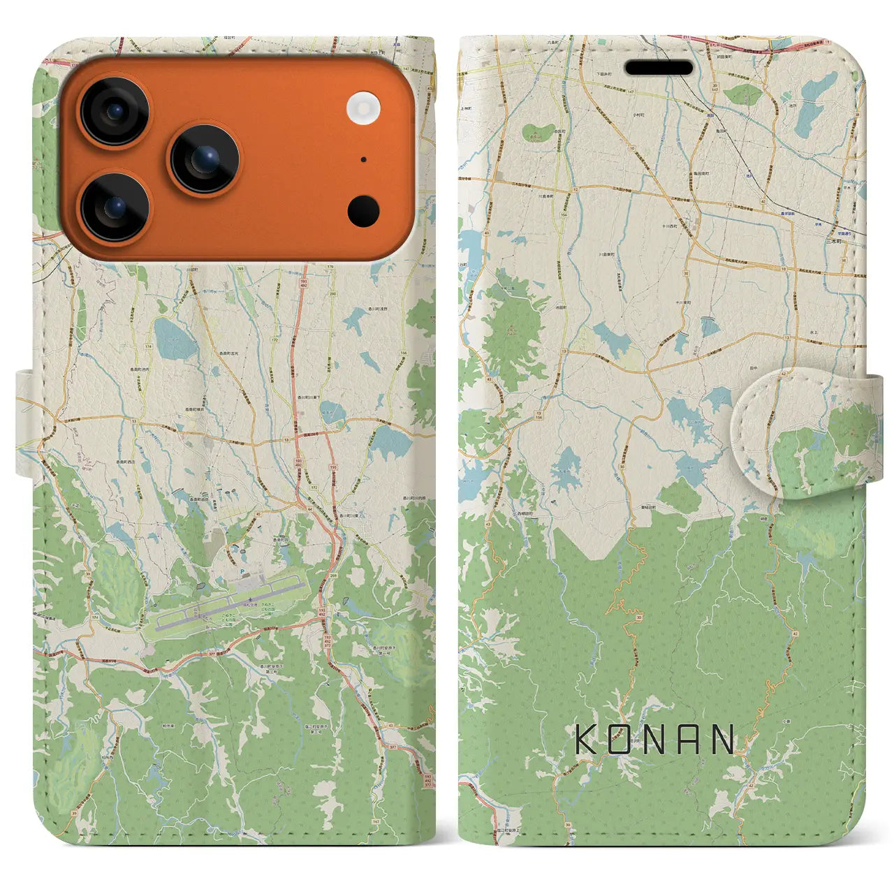 【香南(香川県)】地図柄iPhoneケース(手帳タイプ)