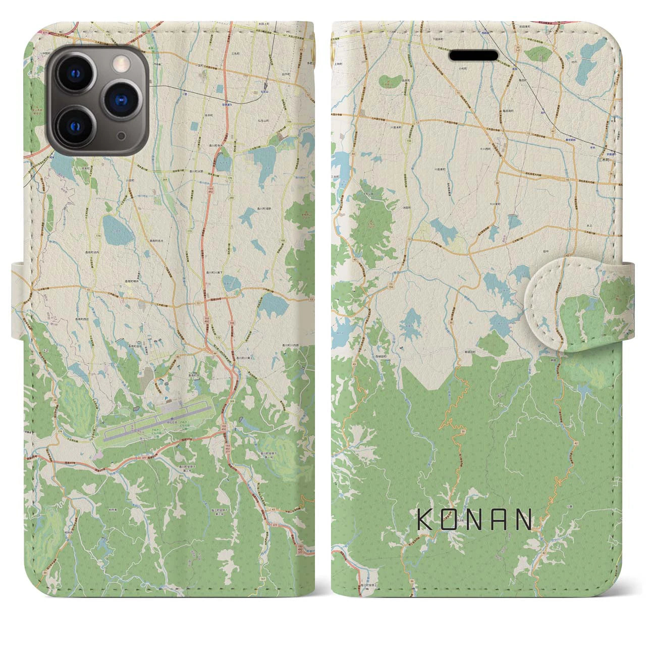 【香南(香川県)】地図柄iPhoneケース(手帳タイプ)