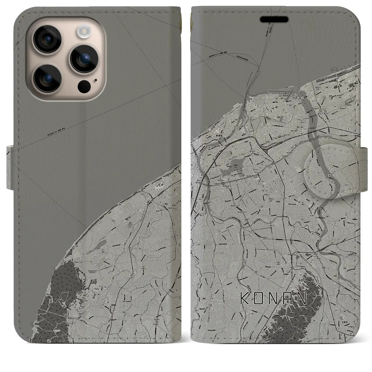 【江南(新潟県)】地図柄iPhoneケース(手帳タイプ)