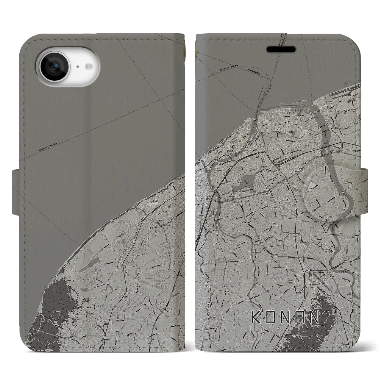 【江南(新潟県)】地図柄iPhoneケース(手帳タイプ)