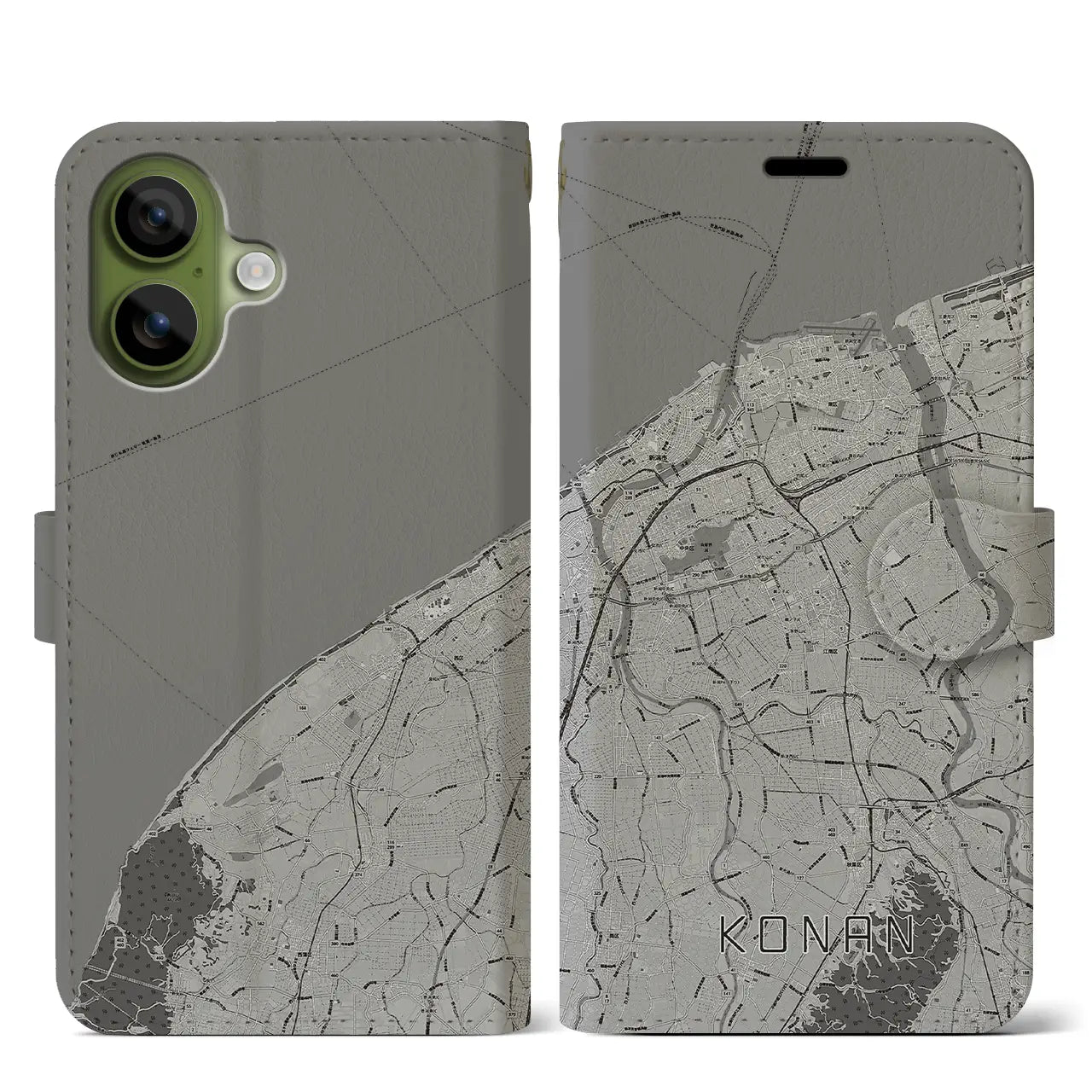 【江南(新潟県)】地図柄iPhoneケース(手帳タイプ)