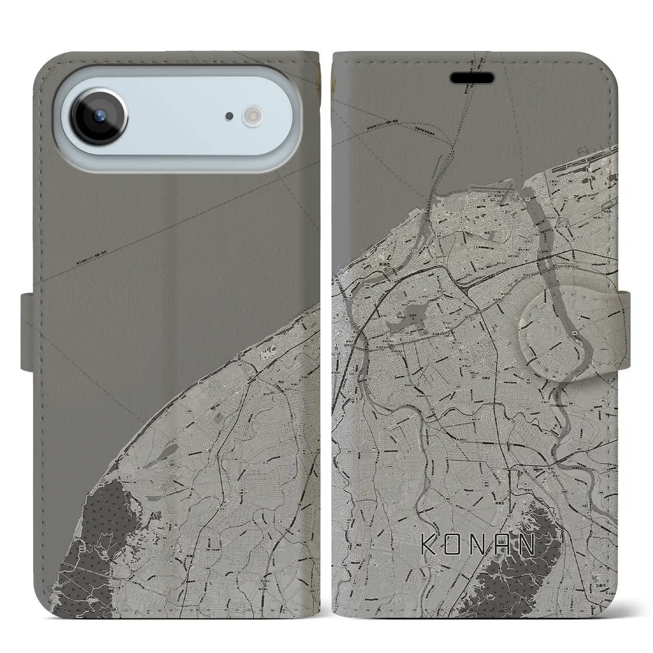 【江南(新潟県)】地図柄iPhoneケース(手帳タイプ)